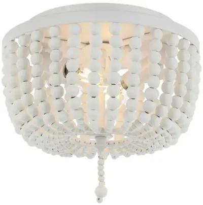 Allison 2-Light Shabby Chic Farmhouse Wood Beaded/Metal LED Flush Mount