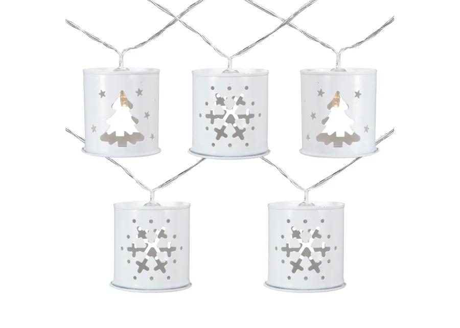 10 B/O LED Warm White Metal Lantern Christmas Lights - 6.25' Clear Wire