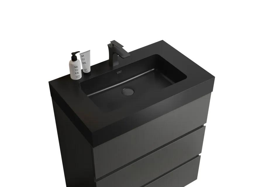 Alice 30" Gray Bathroom Vanity with Sink and Storage