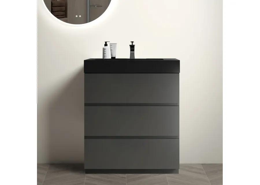 Alice 30" Gray Bathroom Vanity with Sink and Storage