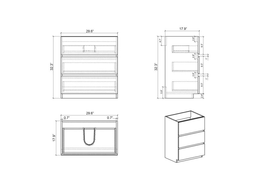 Alice 30" Gray Bathroom Vanity with Sink and Storage