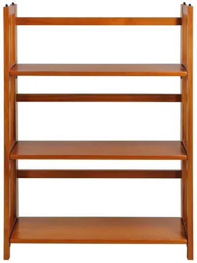 3 Shelf Folding Storage Shelves Bookcase in Honey Oak Finish