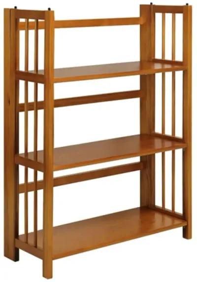 3 Shelf Folding Storage Shelves Bookcase in Honey Oak Finish