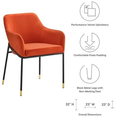 Jovi Performance Velvet Dining Armchair-Benzara