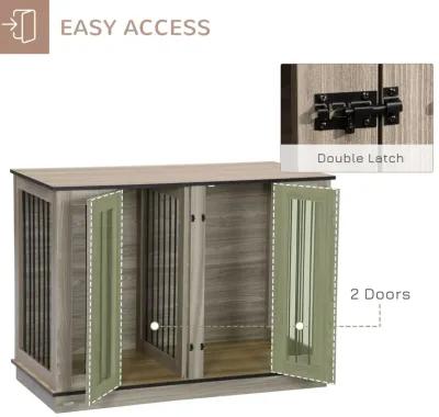 Dark Walnut Pet Crate: Furniture Style Dog House with Double Doors