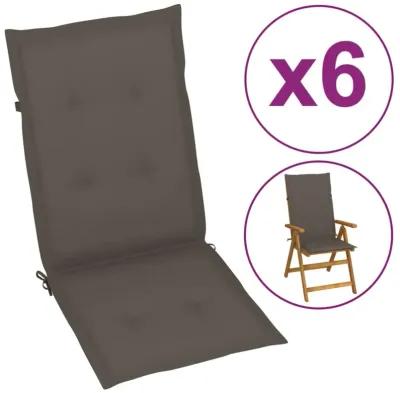 vidaXL Garden Chair Cushions 6 pcs Taupe 47.2"x19.7"x1.6"