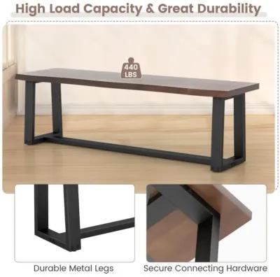 Hivvago 56.5 Inches Wood Dining Bench with Wavy Edge and Adjustable Footpads