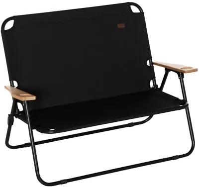 Black Portable Seating: Folding Double Camping Chair with Cup Holders