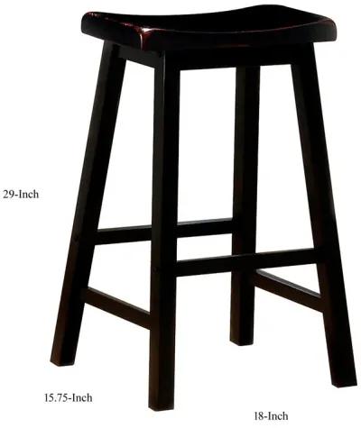 Wooden Casual Bar Height Stool, Dark Brown, Set of 2-Benzara