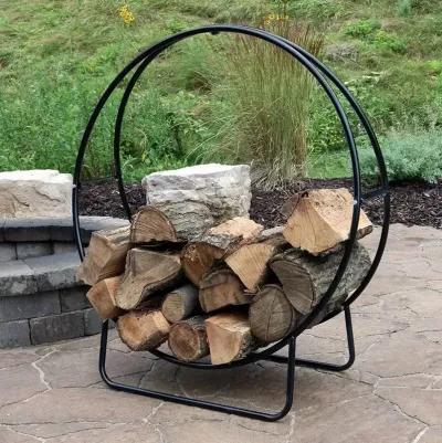 Hivvago Modern Black Metal Indoor Outdoor Firewood Holder Log Rack