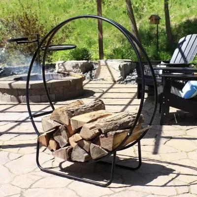 Hivvago Modern Black Metal Indoor Outdoor Firewood Holder Log Rack