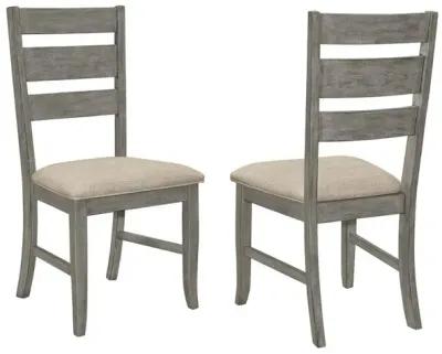 **SET OF 2** Upholstered Side Chairs with Ladder Back, Dark Grey