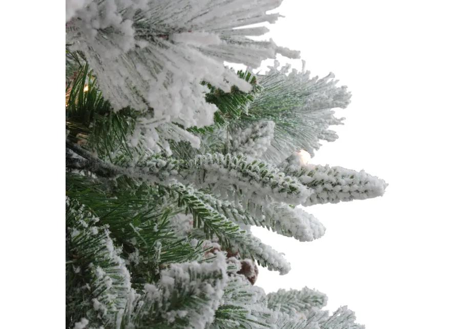 9' Pre-Lit Flocked Rosemary Emerald Angel Pine Artificial Christmas Tree - Clear LED Lights