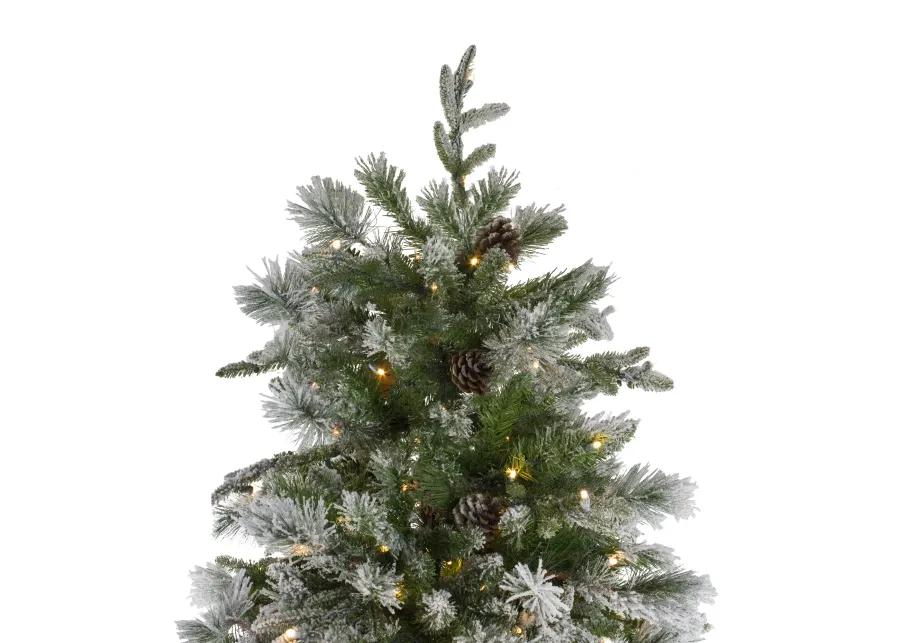 9' Pre-Lit Flocked Rosemary Emerald Angel Pine Artificial Christmas Tree - Clear LED Lights