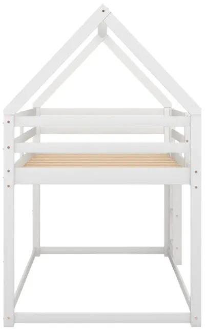 Merax Low Bunk Bed,House Bed with Ladder