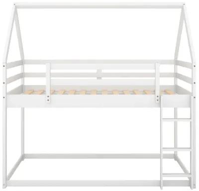 Merax Low Bunk Bed,House Bed with Ladder