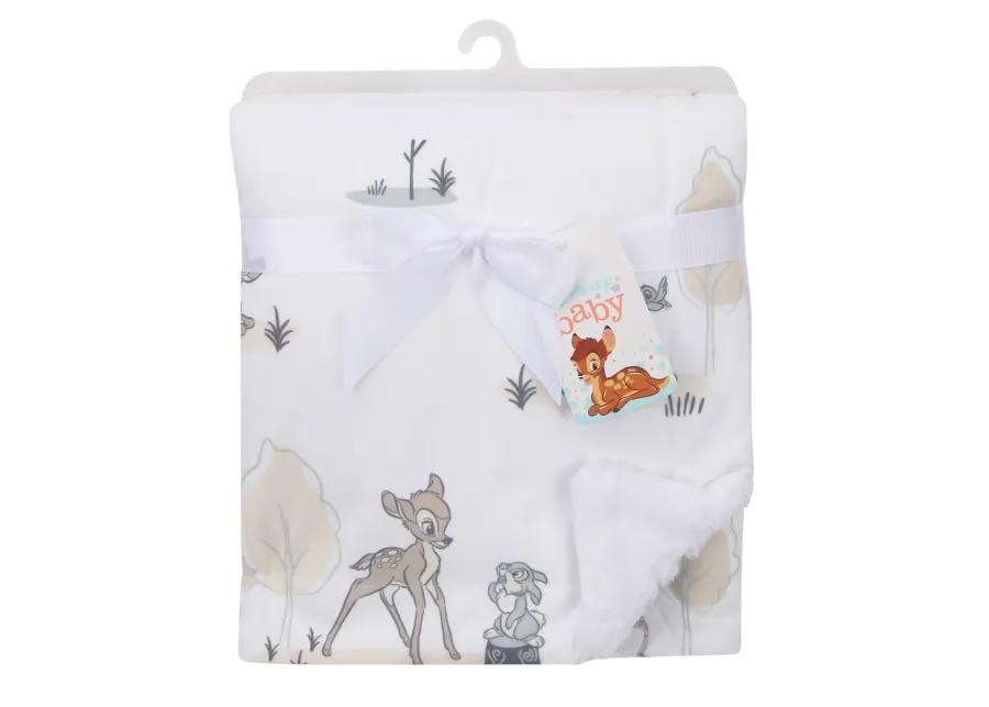 Lambs & Ivy Disney Baby Bambi & Thumper White Minky/Fleece Deer Baby Blanket