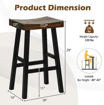 Solid Wood Saddle-Seat with Curved Seat Surface and Comfortable Footrests