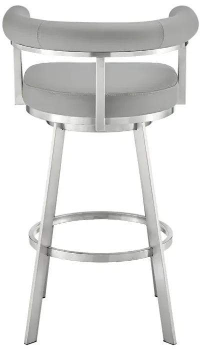 Nolagam Swivel Stool in Brushed Stainless Steel with Black Faux Leather