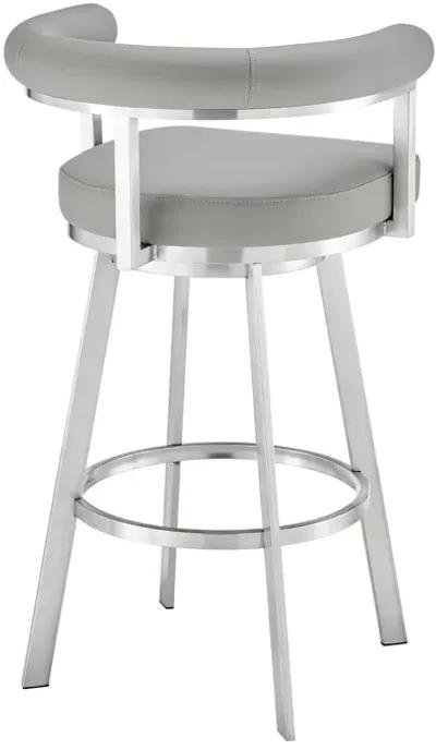 Nolagam Swivel Stool in Brushed Stainless Steel with Black Faux Leather