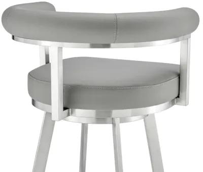 Nolagam Swivel Stool in Brushed Stainless Steel with Black Faux Leather