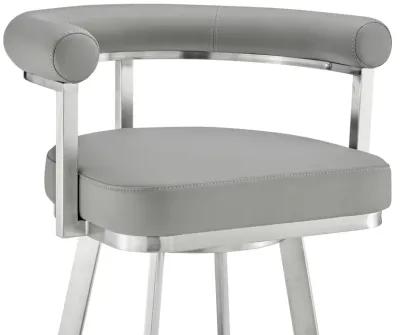 Nolagam Swivel Stool in Brushed Stainless Steel with Black Faux Leather