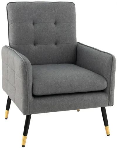 Linen Fabric Accent Chair with Removable Seat Cushion