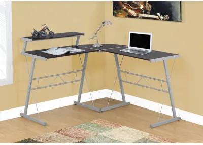 Monarch Specialties I 7171 Computer Desk, Home Office, Corner, L Shape, Work, Laptop, Metal, Laminate, Brown, Grey, Contemporary, Modern