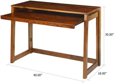 Casual Home Folding Desk with Pull-Out & USB Port-Warm Brown