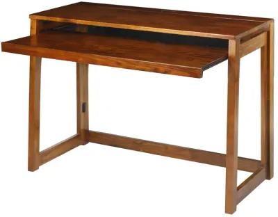 Casual Home Folding Desk with Pull-Out & USB Port-Warm Brown