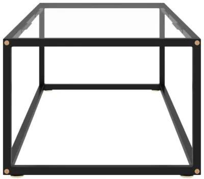 vidaXL Coffee Table with Transparent Tempered Glass Top and Powder-Coated Steel Frame - Easy Assembly - Black - Modern Design - Rectangular - 39.4"x19.7"x13.8"