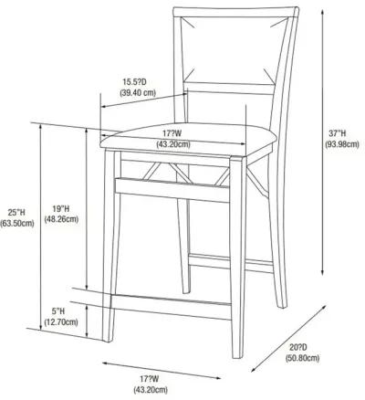 Linon Triena 24 In Pad Back Folding Counter Stool