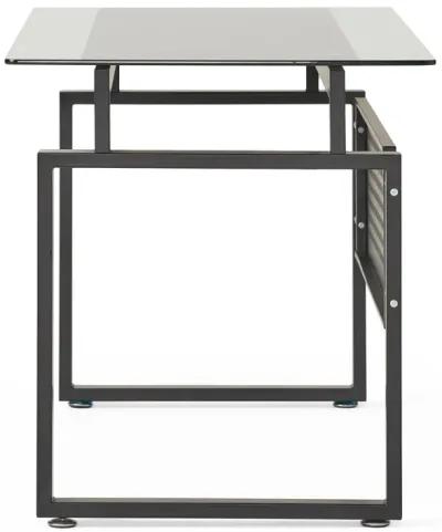 Modern Glass Desk with Black Metal Frame for Home Office