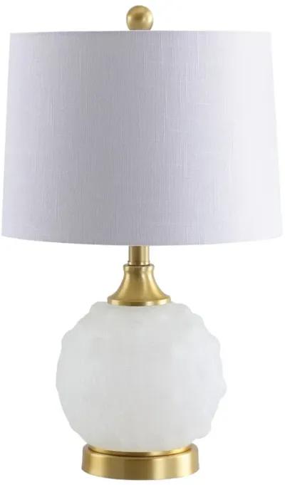 Ilsa 22" Dotted Glass/Metal LED Table Lamp, White/Brass Gold