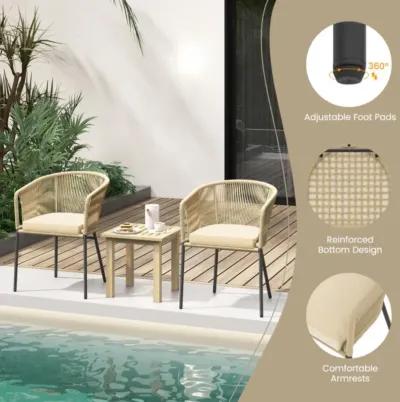 Hivvago Patio Chairs Set of 4 with Curved Backrest and Seat Cushion for Patio