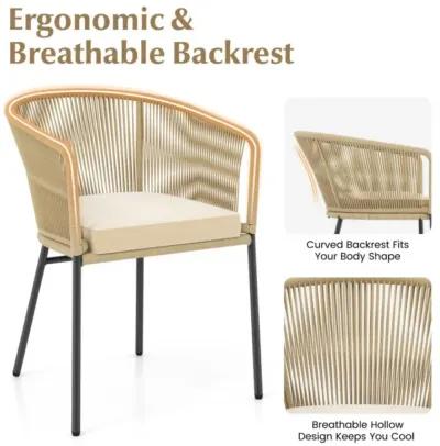 Hivvago Patio Chairs Set of 4 with Curved Backrest and Seat Cushion for Patio