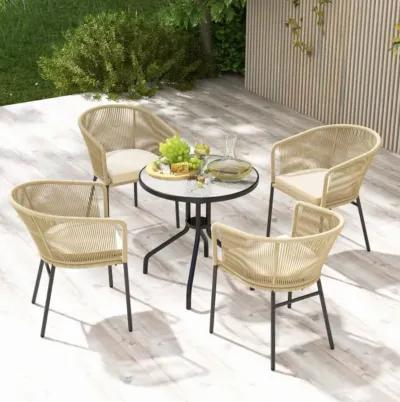 Hivvago Patio Chairs Set of 4 with Curved Backrest and Seat Cushion for Patio