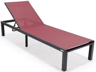 LeisureMod Marlin Patio Chaise Lounge Chair With Black Aluminum Frame