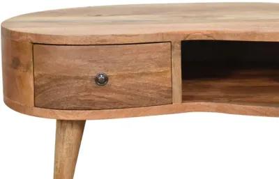 Mini Oak-ish Wave Solid Wood 1 Drawer  Coffee Table