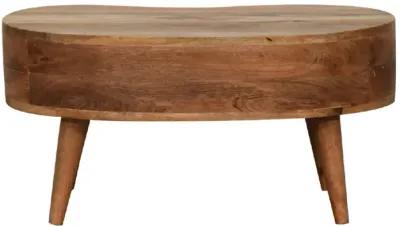 Mini Oak-ish Wave Solid Wood 1 Drawer  Coffee Table