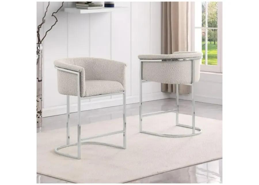 Best Quality teddy Boucle in cream counter height chair - Set of 2