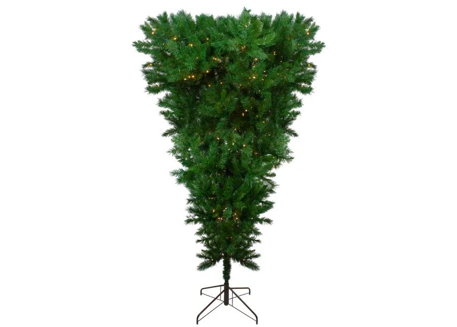 7' Pre-Lit Green Sugar Pine Upside Down Artificial Christmas Tree - Clear Lights