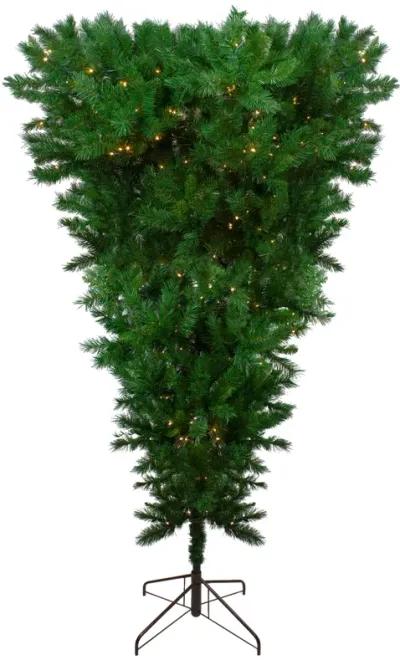 7' Pre-Lit Green Sugar Pine Upside Down Artificial Christmas Tree - Clear Lights