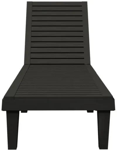 vidaXL Adjustable Backrest Sun Lounger-Black- Polypropylene Material, Lightweight, UV & Weather Resistant, Imitation Wood Texture Design, Easy to Move, Ideal for Outdoor Living Space.