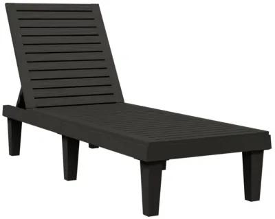 vidaXL Adjustable Backrest Sun Lounger-Black- Polypropylene Material, Lightweight, UV & Weather Resistant, Imitation Wood Texture Design, Easy to Move, Ideal for Outdoor Living Space.