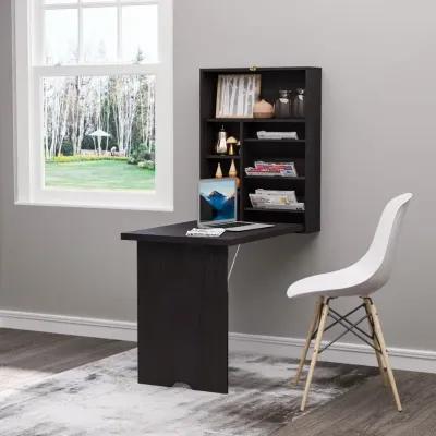 Multifunctional Wall Desk: Espresso Brown Convertible with Storage Shelf