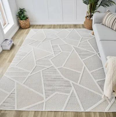 Geometric Modern Abstract Cream Beige Indoor Area Rug