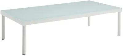 Harmony Outdoor Patio Aluminum Coffee Table, White-Benzara