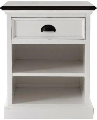 Belen Kox Distressed White and Deep Brown Bedside Storage Table, Belen Kox