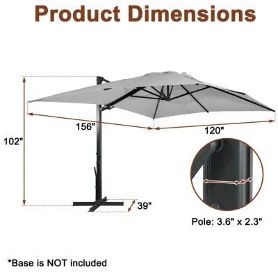 MONDAWE 13ft Square Offset Cantilever Patio Umbrella for Outdoor Shade